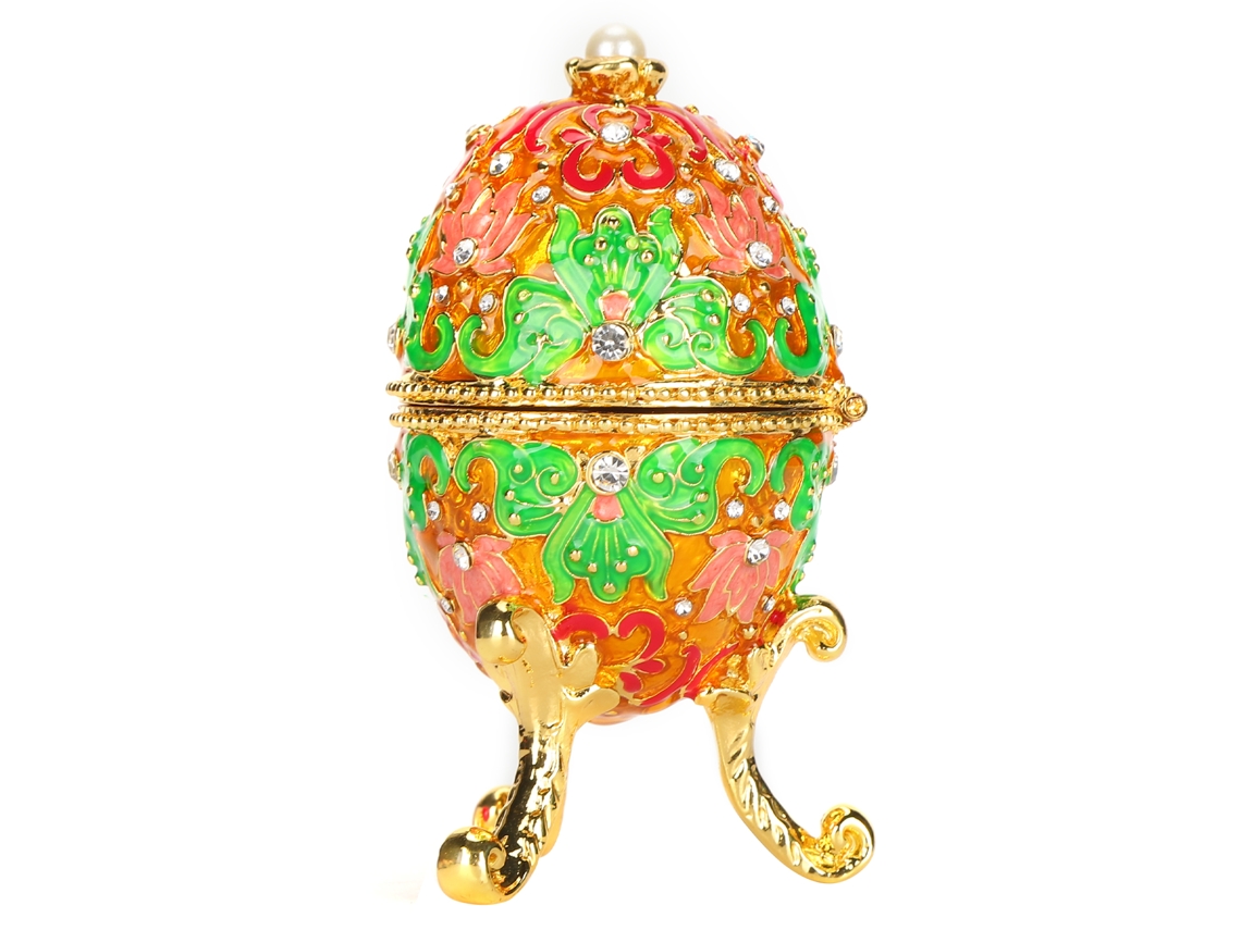 Joyero Con Forma De Huevo, Adornado Con Perlas De Imitación Y Pedrería, Un Regalo Decorativo.