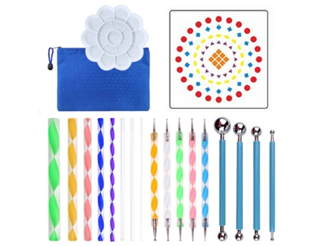 41 Piezas Herramientas de Punteado de Mandala Plantillas de Pintura DIY Paleta de Bolas Pinceles Kit de Puntos de Relieve Multifunción para Lienzo ...