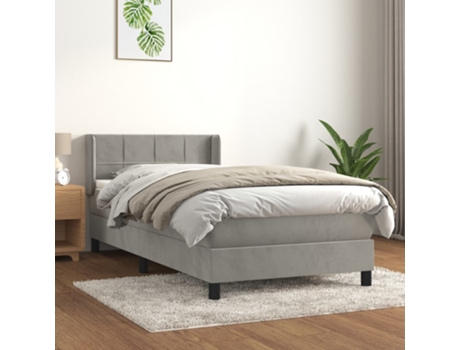 vidaXL Cama con somier y colchón 90x200 cm terciopelo gris claro