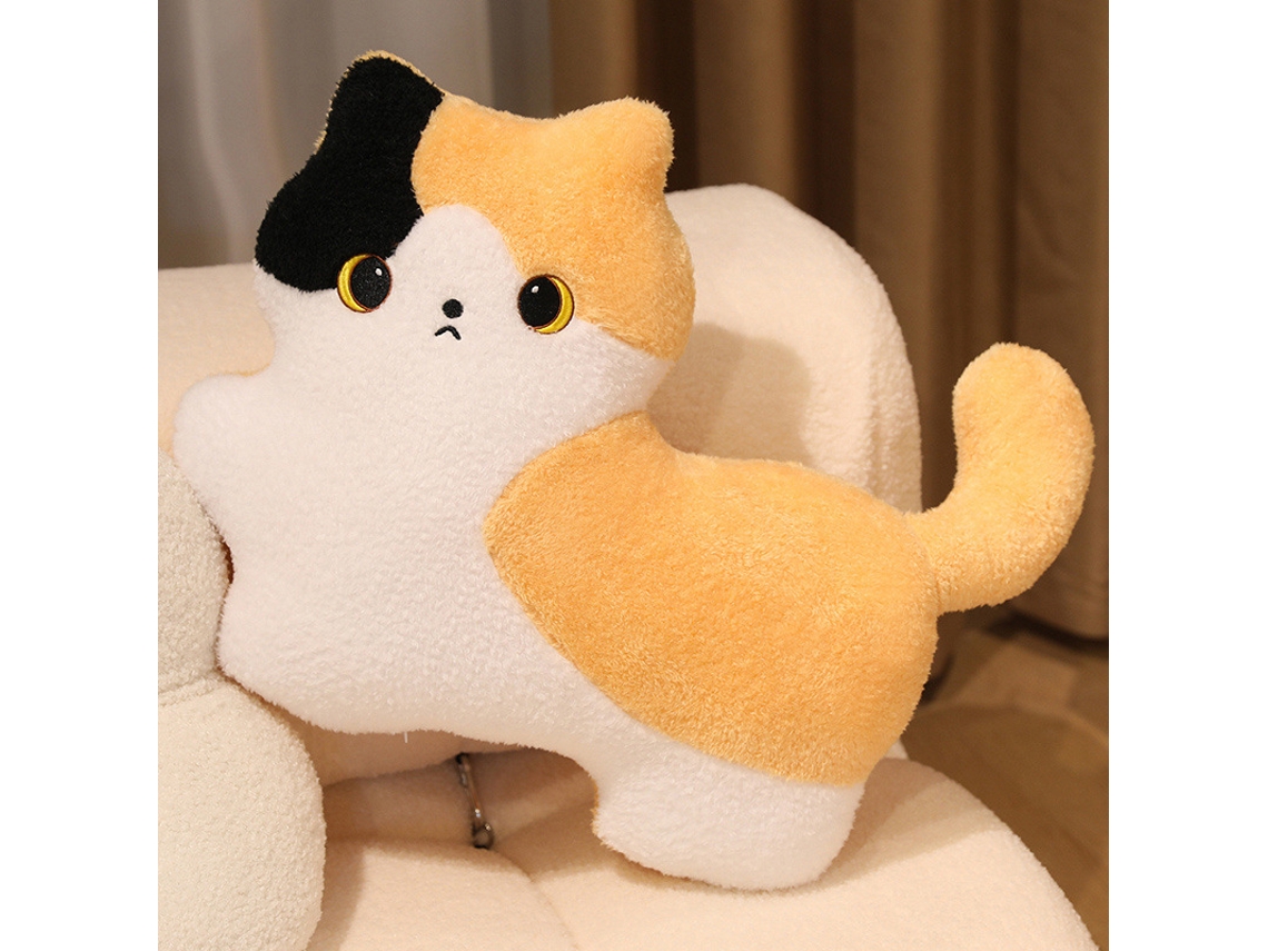 Peluche de gato siamés naranja esponjoso, almohada decorativa suave, CHABERLU