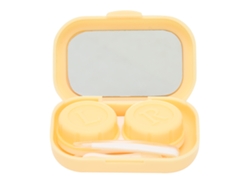 Bonito Kit Portátil Para Guardar Lentes De Contacto - Amarillo Con Pinzas, Palito Y Espejo Resistente A Los Golpes