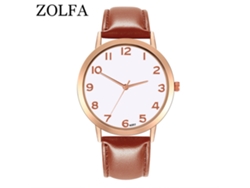 Reloj De Pulsera De Cuarzo Para Hombre/mujer Con Esfera Redonda, Color Marrón Claro.