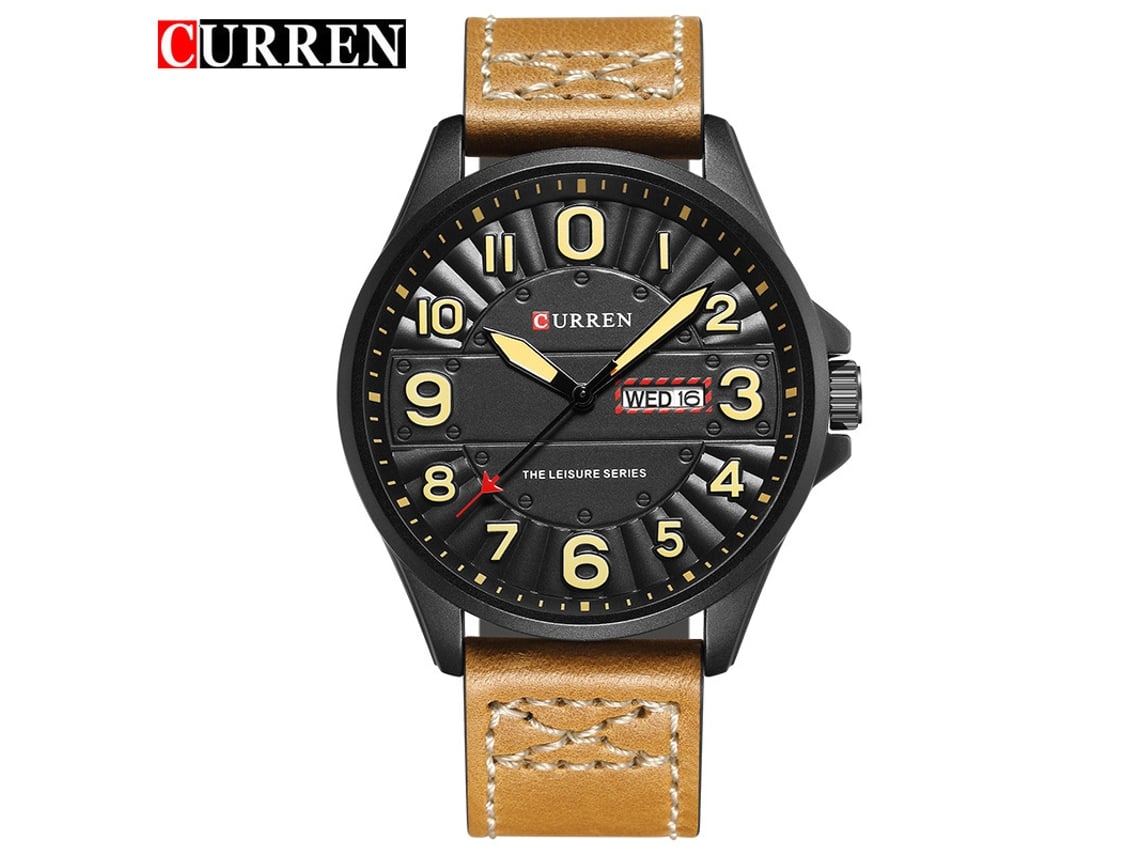 Reloj De Pulsera De Cuarzo Con Correa De Cuero Para Hombre, Estilo Casual, Con Calendario.
