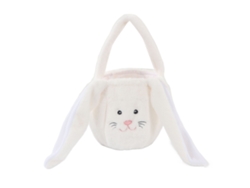 Cesta De Peluche Con Forma De Conejito Blanco, Ideal Para La Búsqueda De Huevos De Pascua, Con Orejas Largas.