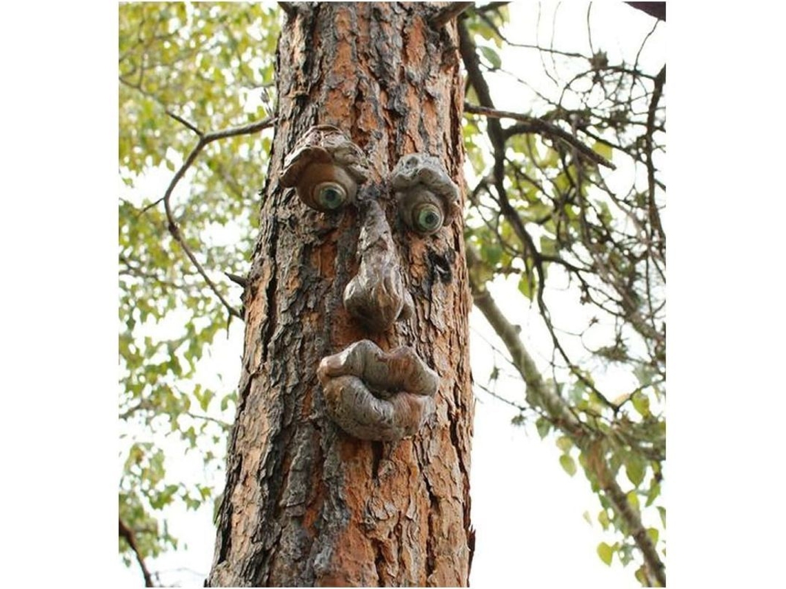 Adorno Para Árbol Con Rostro De Anciano, Comedero Para Pájaros, Jardín Exterior, Resina, 4 Piezas