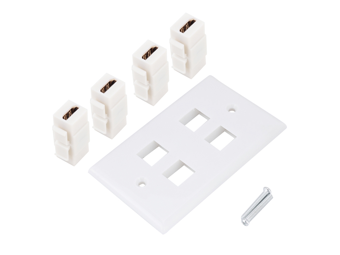 Placa De Pared Hdmi Con 4 Puertos, Cubierta De Acoplamiento Con Hebilla Para Audio Y Video De Hdtv