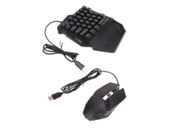 Conjunto Teclado Mouse Mão Unica Fio 35 Teclas Rgb Retroiluminado Mecanico Portatil Para Pc Laptop