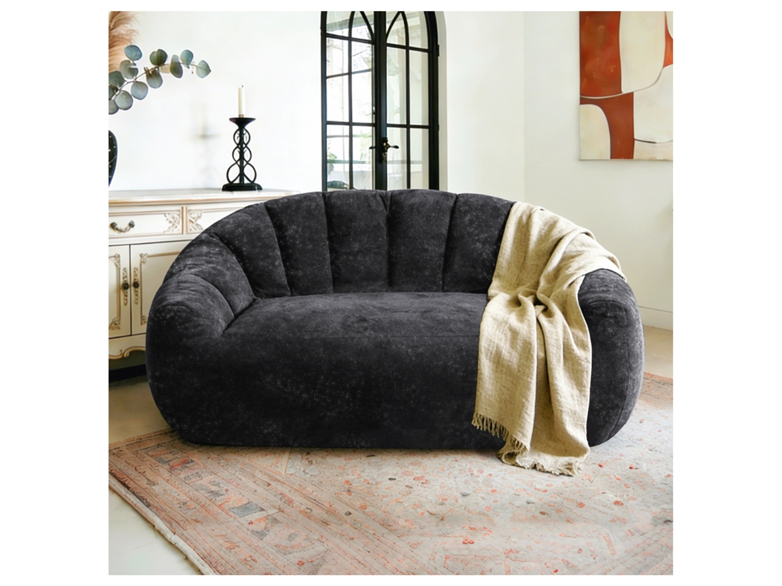 Sofá Escultural Curvado - Respaldo Ondulado Para Elevar Espacios De Estilo Contemporáneo - Negro