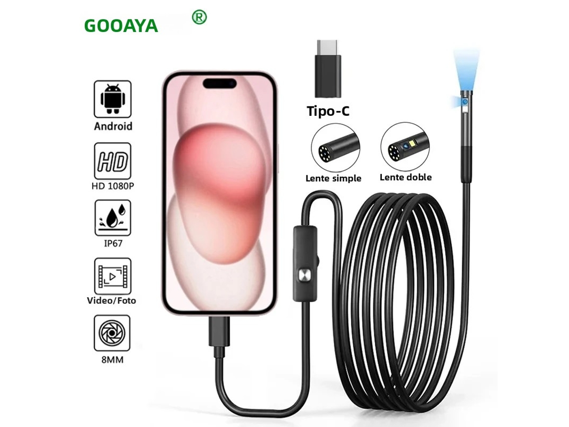 Cámara Endoscópica Tipo C De 7,0 Mm, Resistente Al Agua Ip67