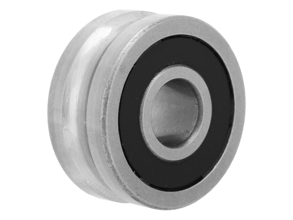 Rolamento de roda simples com ranhura em U em aço e guia, furo de 8 mm, diâmetro externo de 24 mm, espessura de 11 mm (lfr50/8-8)