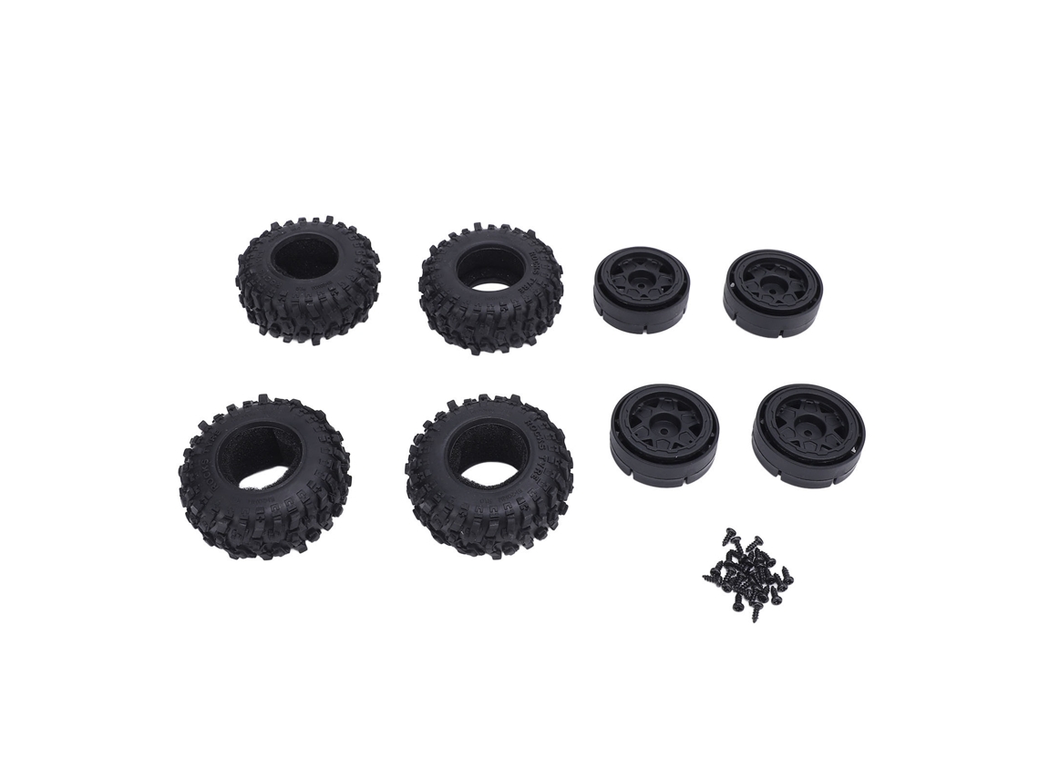 Juego De Neumáticos De Plástico Ligeros Con Llanta Para Coche Teledirigido Axial Scx24 1/24 Con Agarre Mejorado.