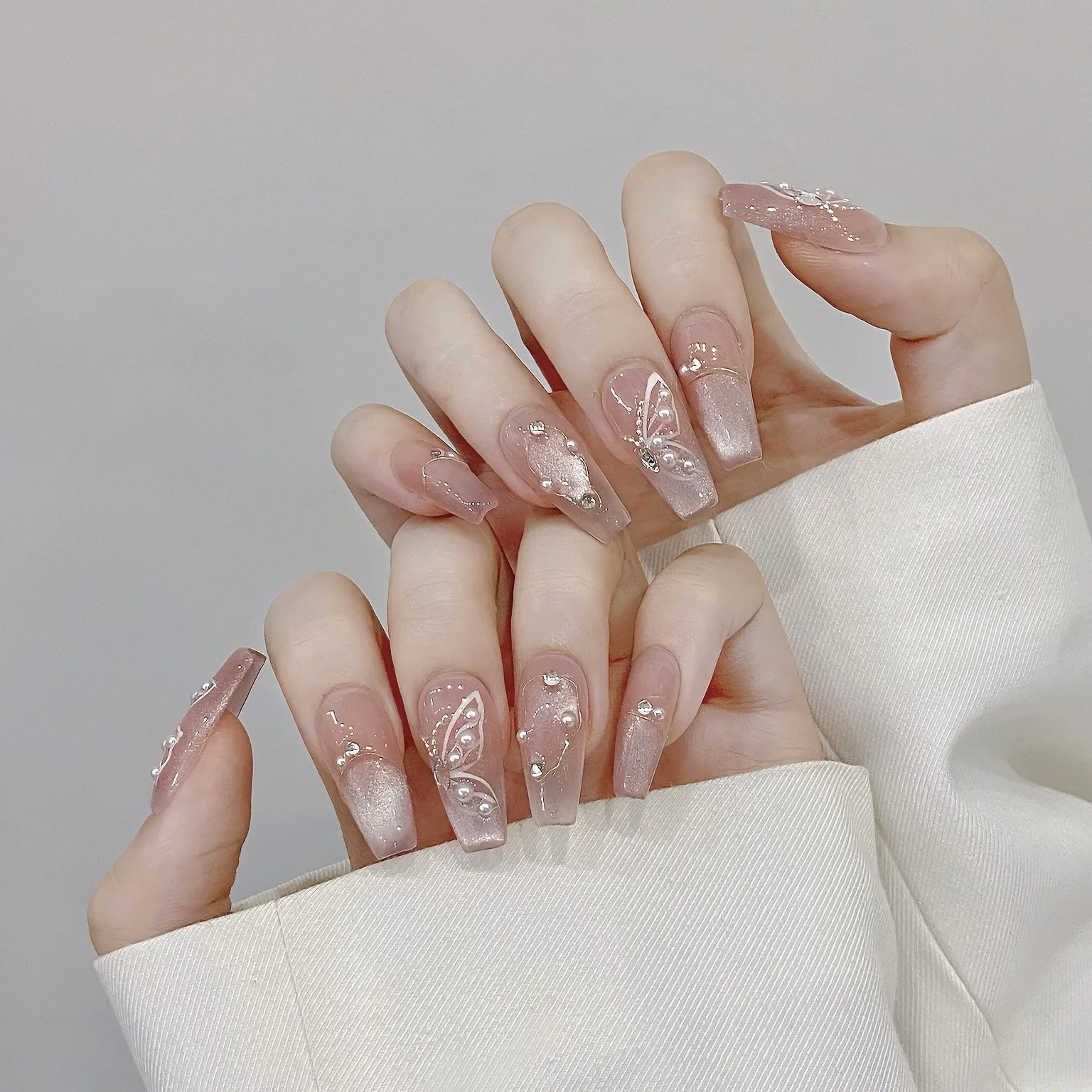 (2045-s) Paquete De 10 Puntas De Uñas Artificiales De Ajuste A Presión