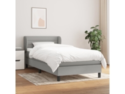 Cama Box Spring Con Colchón Tela Gris Claro 100x200 Cm