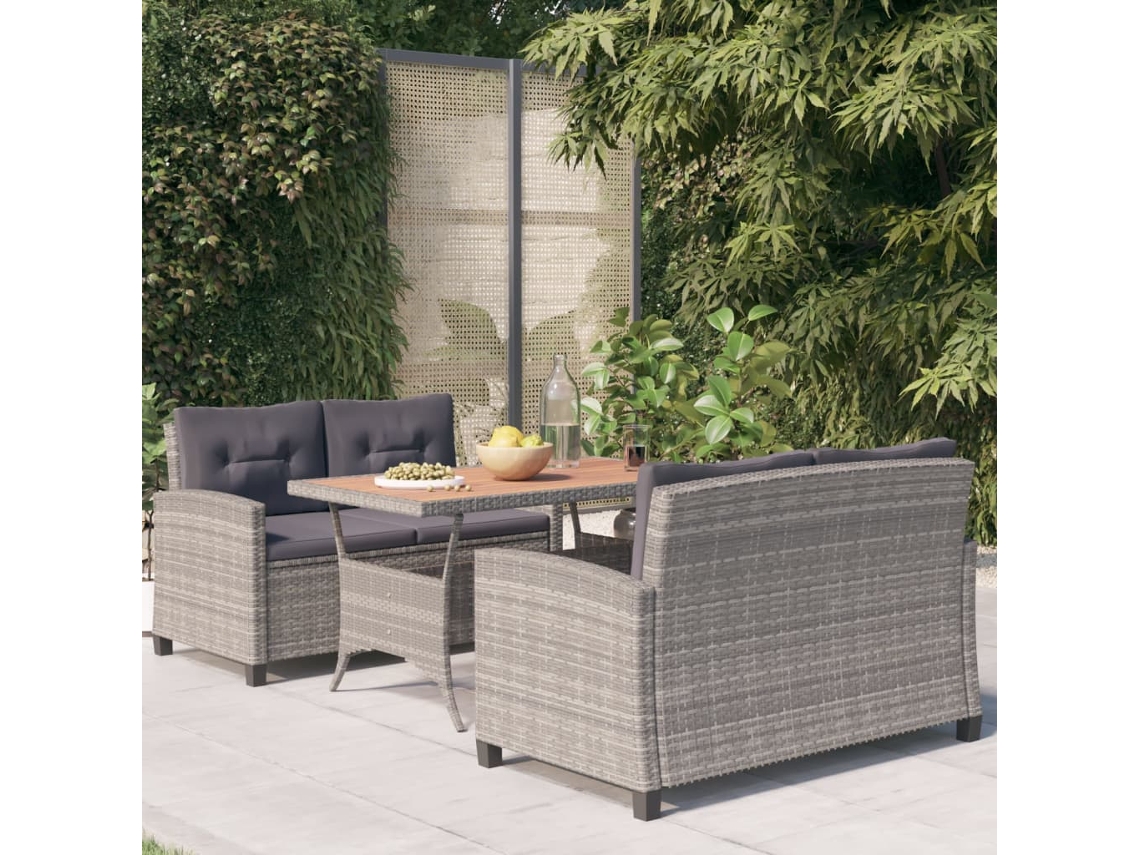 Conjunto de piezas. Este Jantar Para Jardim Vime Pe E Acácia Maciça Dkd Decoración Del Hogar