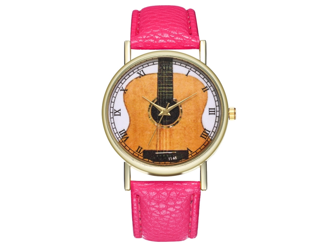 Reloj De Pulsera Analógico De Cuarzo Con Esfera Redonda, De Moda (rojo-rosa)