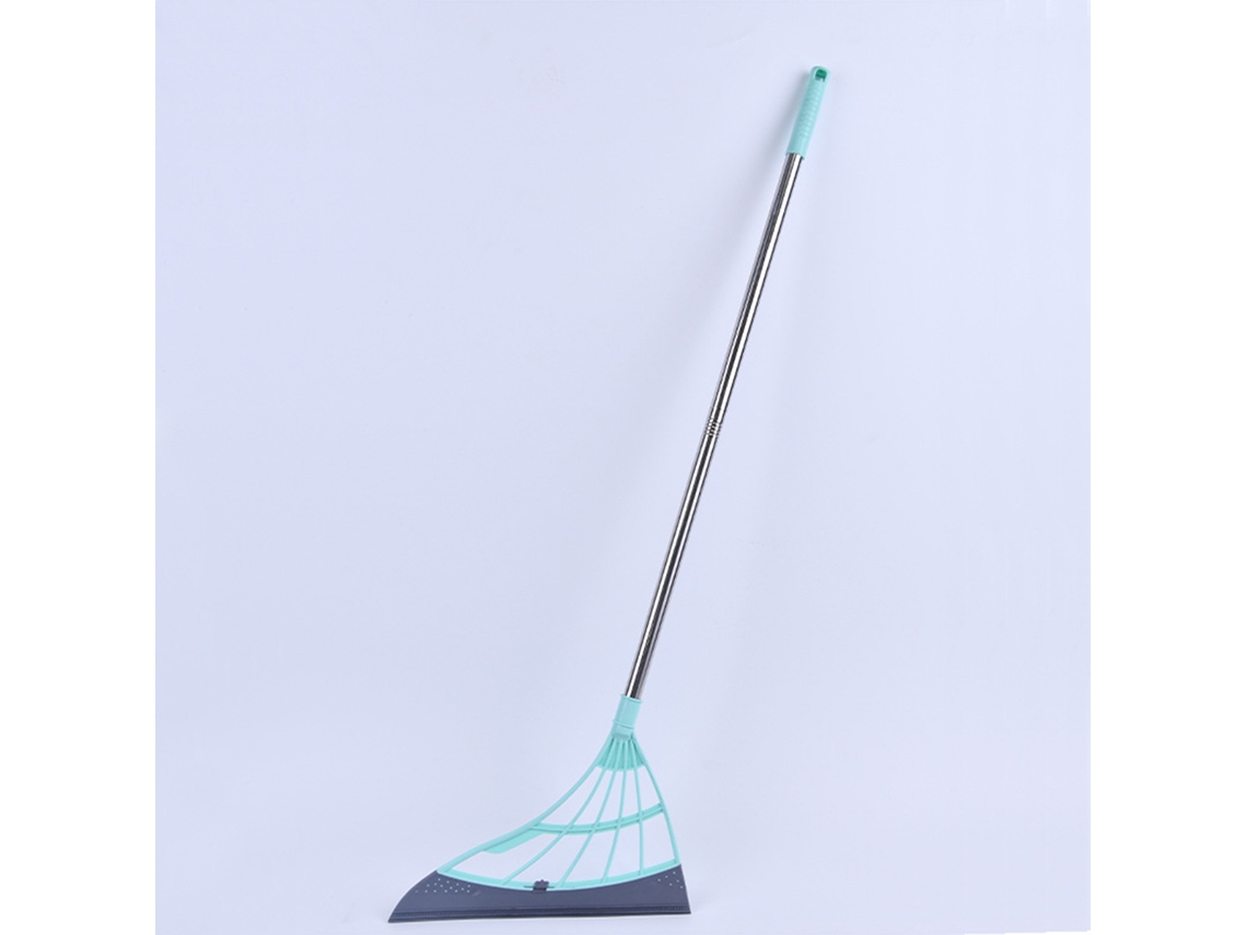 Cepillo de barrido con diseño desmontable, fácil de raspar, cepillo compacto de caucho de silicona, barredor de pisos, verde claro