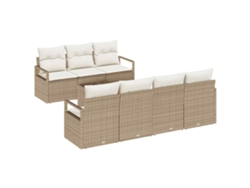 Maison Exclusive - Conjunto De Sofá De Jardín Con Cojín Manual 8 Pcs Beige Y Crema