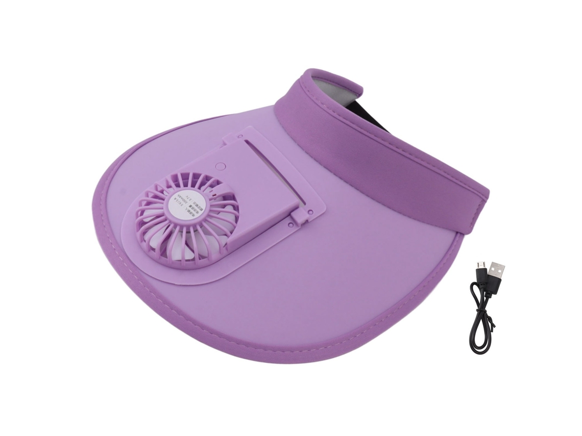 Sombrero Con Ventilador Y Protección Solar, Recargable Por Usb, 3 Velocidades, Para Mujeres Y Niños, Verano, Morado.