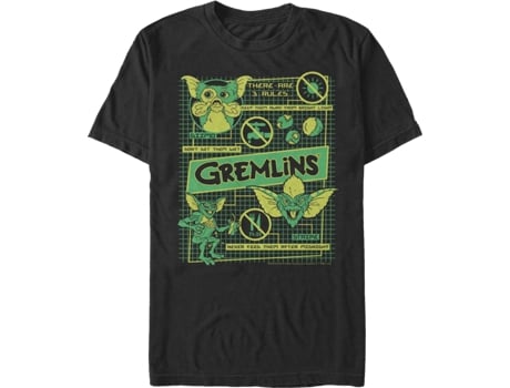Camiseta Unisexo DEEPSTONE 3 Rules Gremlins Negro (XXL)