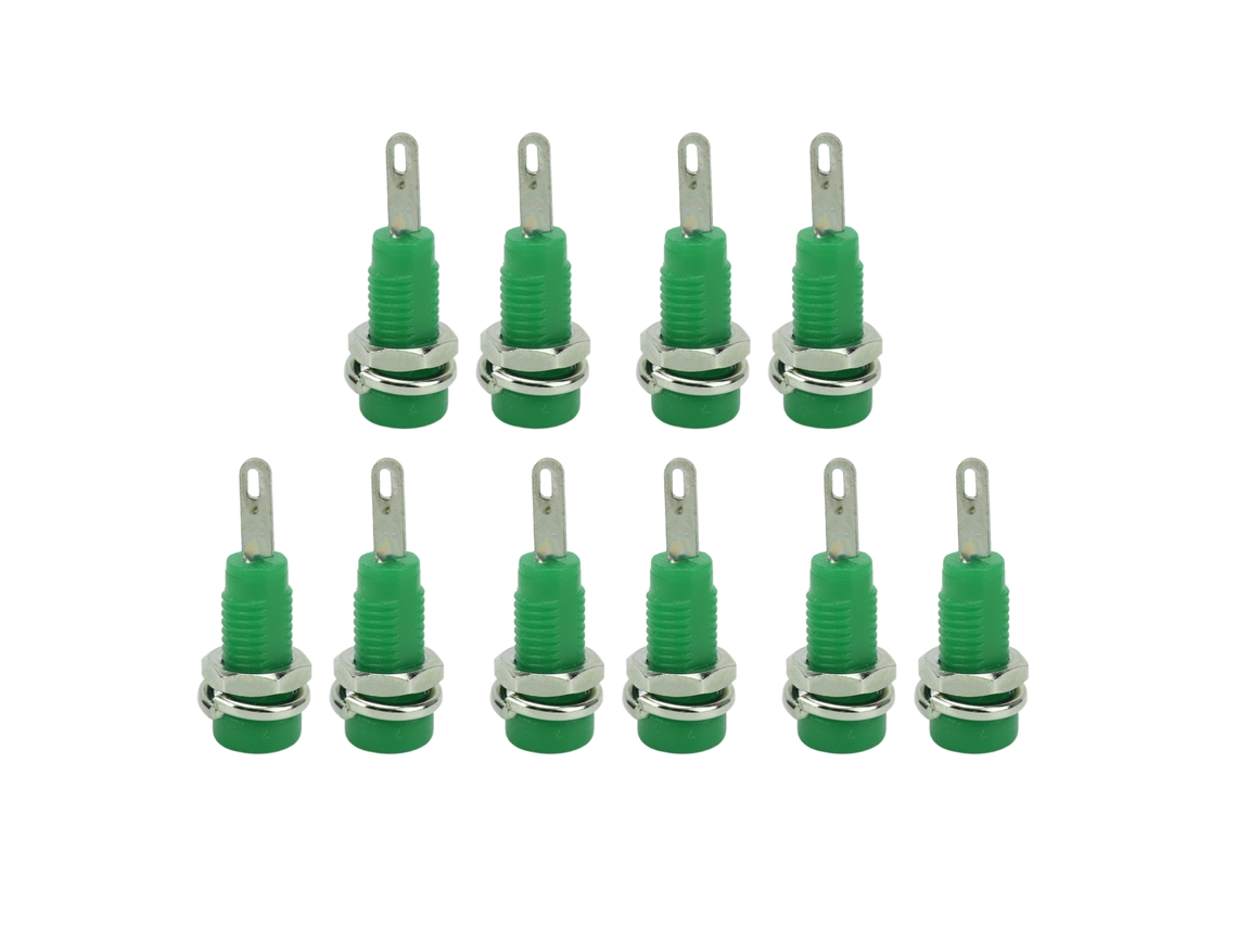 10 Unidades De Conectores Banana De 2 Mm J.40003 Con Pin Extendido Para Instrumentos Electrónicos (verde)