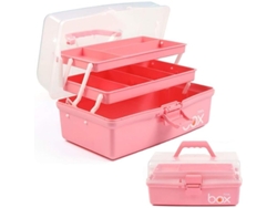 Caja De Almacenamiento Multiusos De 3 Niveles Con 2 Placas Para Manualidades, Costura Y Juguetes (rosa)
