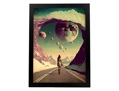 NACNIC Poster Universo En Estilo Surrealismo Cinematográfico Ilustraciones Y Grabados De Historieta Abstracta Y Artística A3 Marcos Negros
