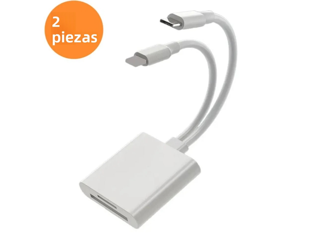 Lector de tarjetas OTG 2 en 1, adaptador de tarjetas de memoria Lightning a SD/TF MDUG (2 unidades)
