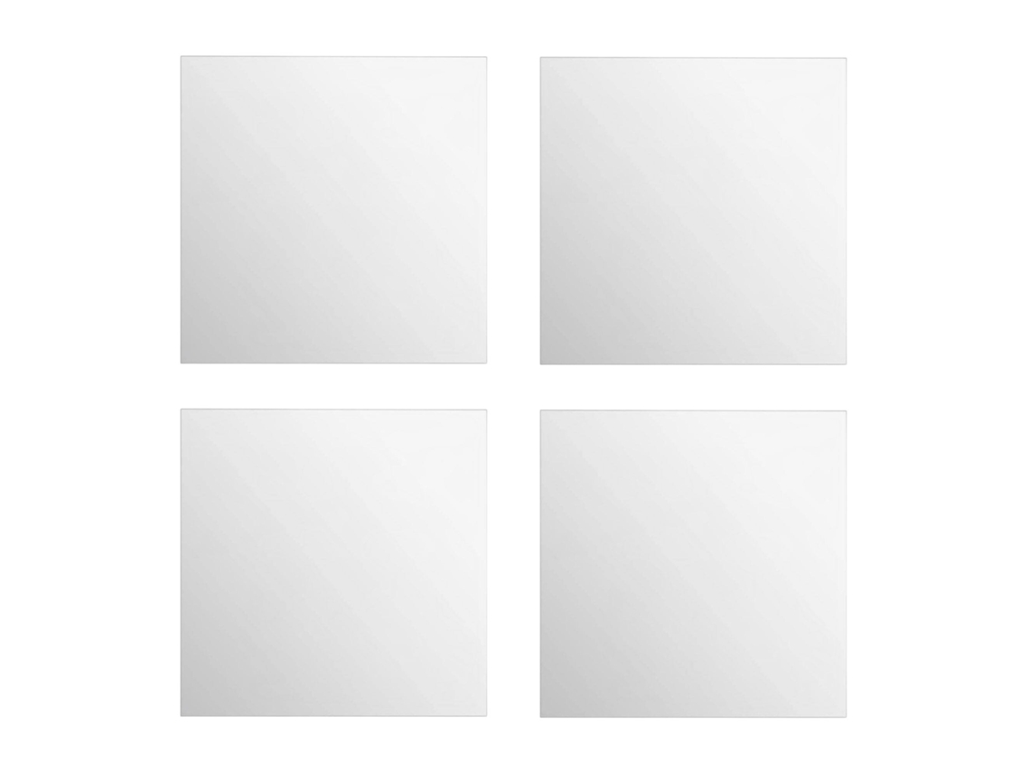 Juego de 4 espejos decorativos cuadrados adhesivos Well Home, 30 x 30 cm