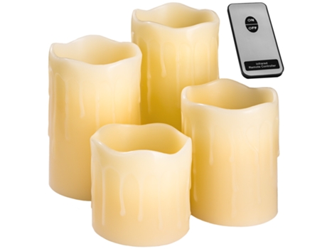 4 Velas De Luz Led con Recubrimiento De Cera Natural Y Control Remoto