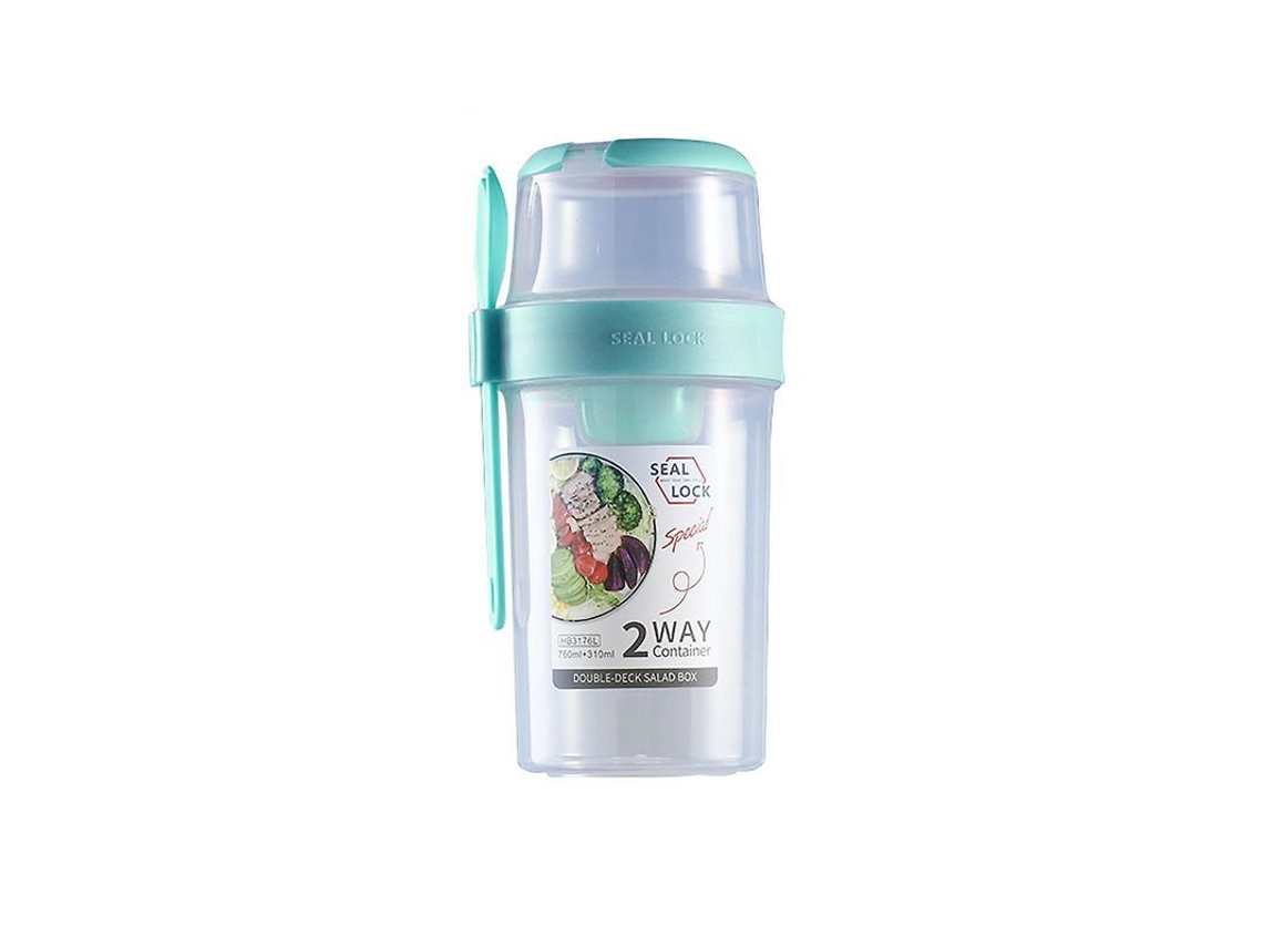 Bol Para Ensalada Para El Almuerzo, Vaso Portátil Con Tenedor Para Frutas Y Verduras, Azul