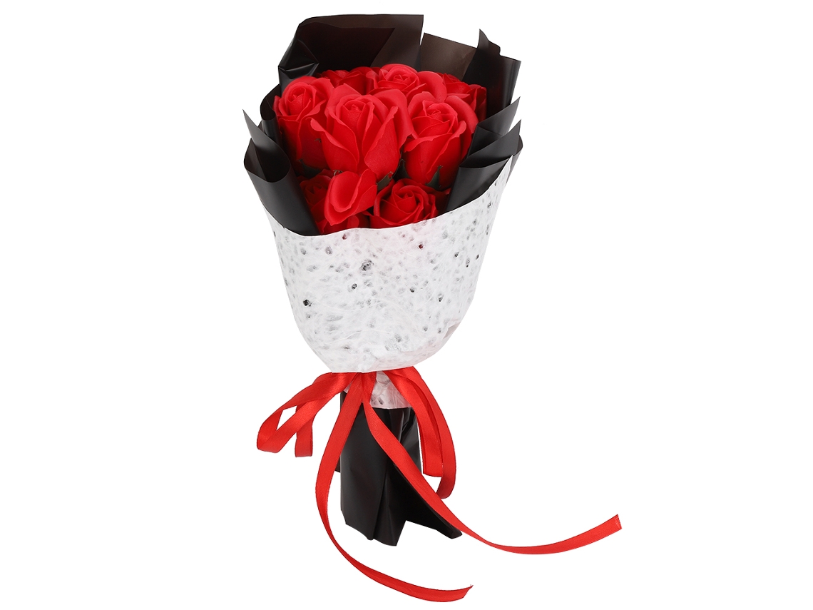 Ramo de 11 rosas artificiales rojas de jabón - Regalo de San Valentín
