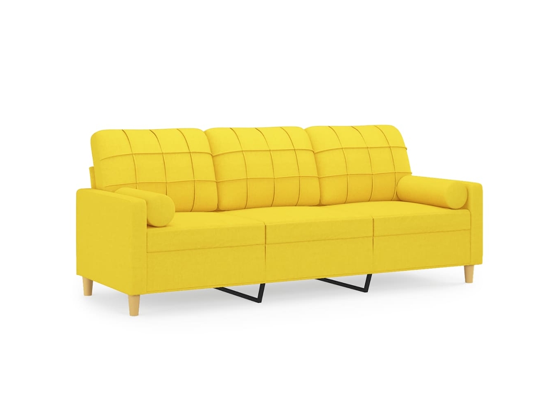 Maison Exclusive - Sofá De 3 Plazas Con Cojines Tela Amarillo Claro 180 Cm