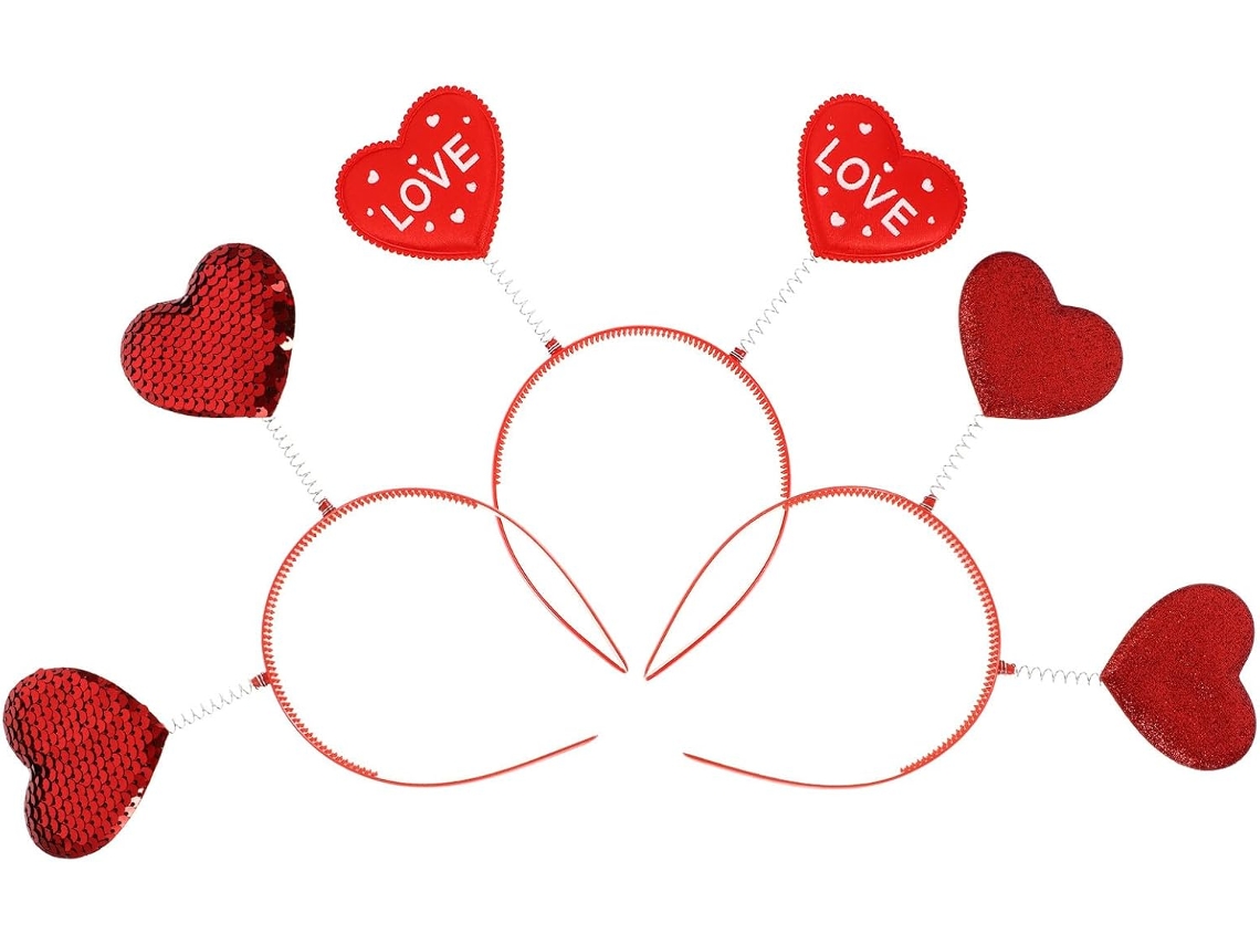 Lot De 3 Serrage-têtes Cœur Rouge Paillytes Diademax Pour Cabello Mujer Taille Unique Accessoires