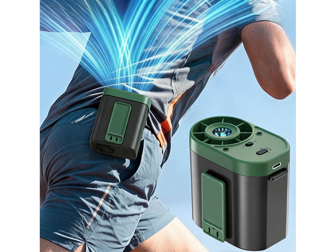 Ventilador Portátil De Cinturón Henten Home - Tres Velocidades, Incluye Linterna Verde