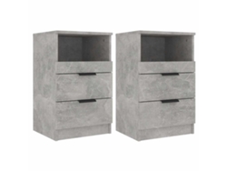 Juego de 2 mesitas de noche de madera procesada, gris cemento, EXCLUSIVA MAISON