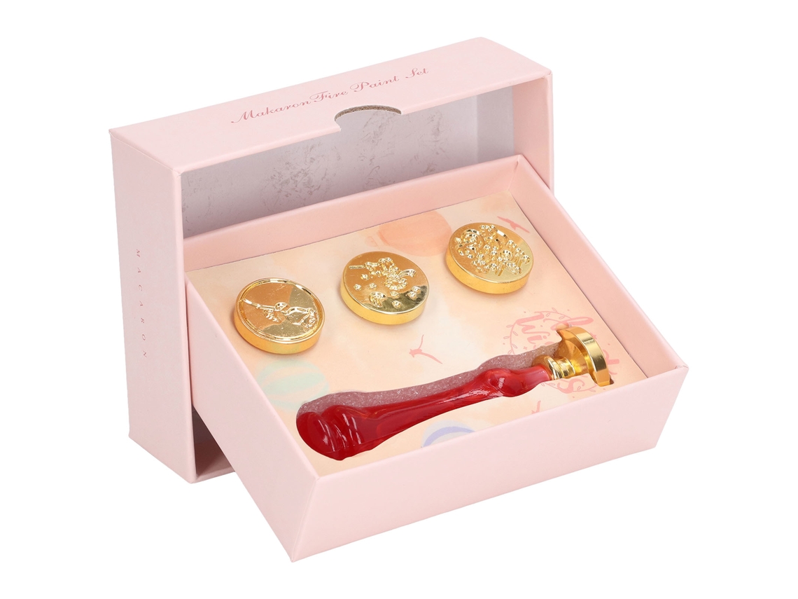 Kit De Sello De Cera Con 4 Cabezas Vintage, Mango De Resina, Patrón Delicado, Para Invitaciones Rojas