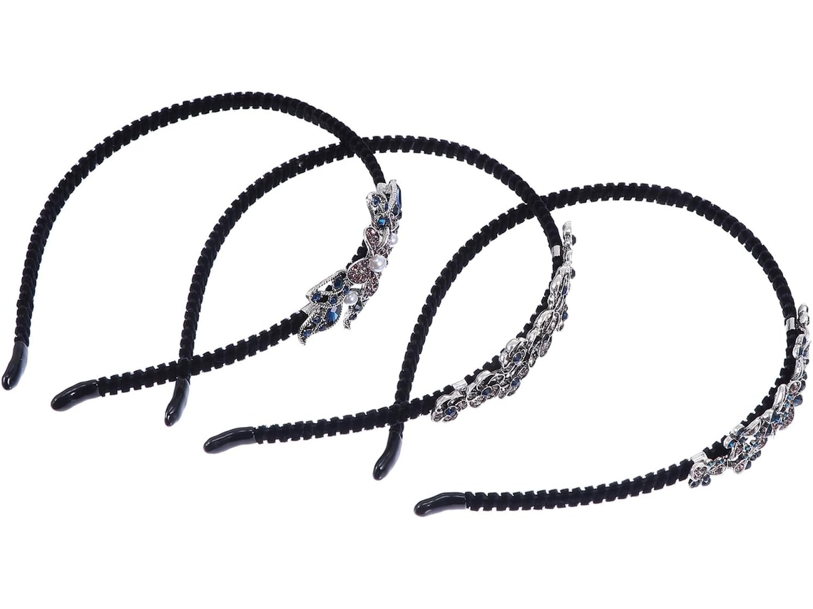 Nuobesty Juego De 3 Diademas Con Diamantes De Imitación Para Mujer, Delicado Accesorio Para El Cabello Con Flores Y