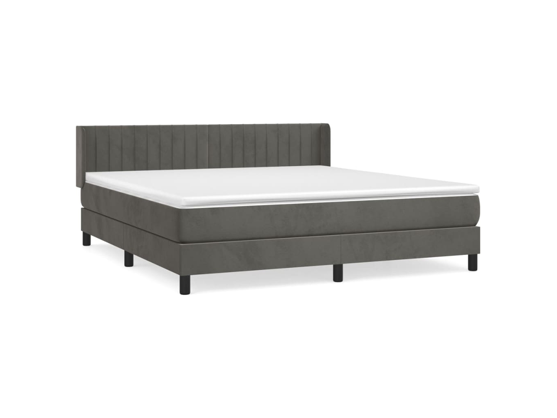 Maison Exclusive - Cama Box Spring Con Colchón Terciopelo Gris Oscuro 160x200 Cm