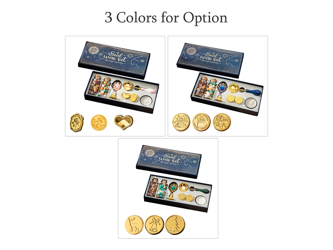 Kit De Sellos De Cera Con 3 Sellos Y Perlas De Cera Para Sobres, Invitaciones Y Manualidades.