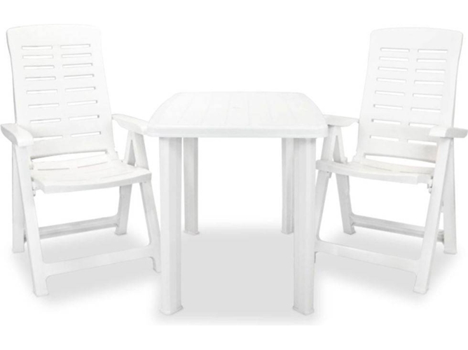 Conjunto 3 Muebles De Jardin VIDAXL Blanco Plástico (101x68x72 cm)