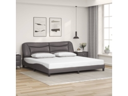 Estructura De Cama Sin Colchón Cuero Sintético Gris 200x200 Cm