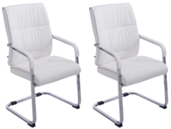 Juego de 2 sillas cantilever XXL Anubis en símil piel CLP blanco