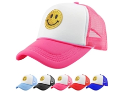 Gorra De Béisbol Unisex Con Carita Sonriente, Estampado Bordado En Oro Claro, Gorra De Camionero Ajustable.