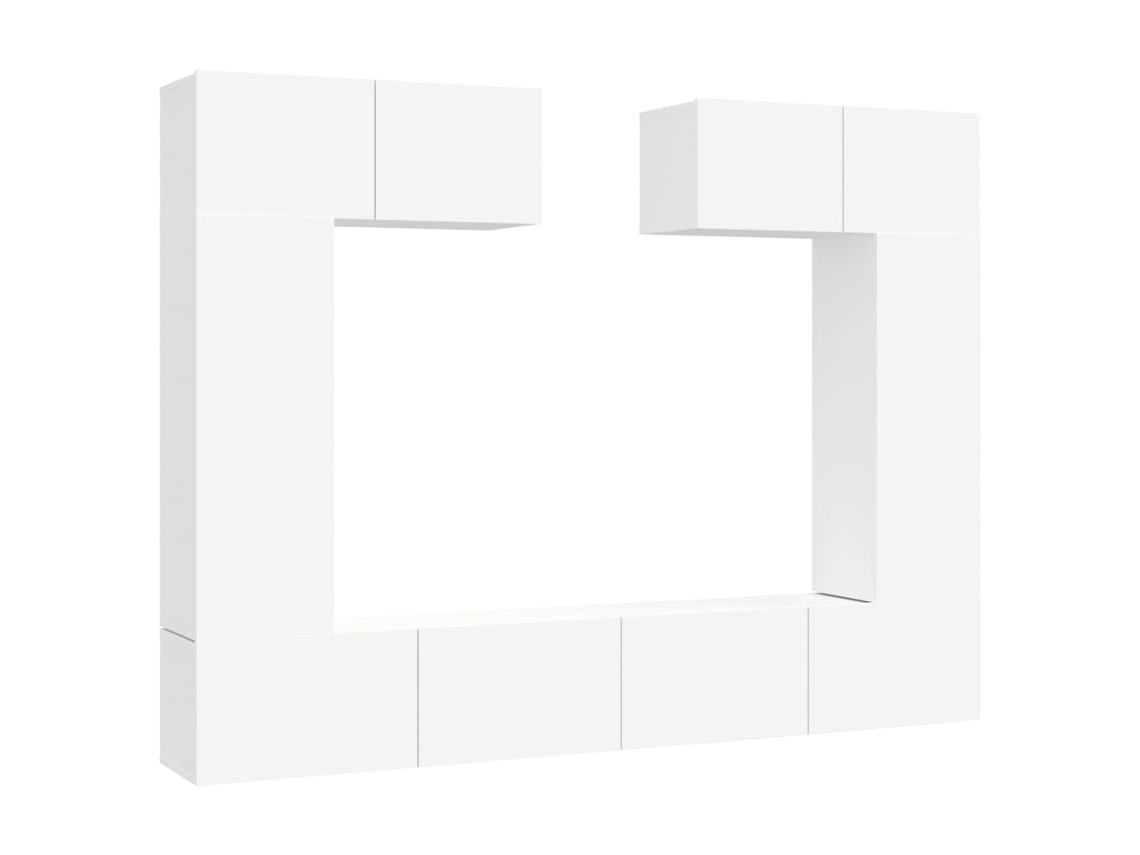 Conjunto de mueble para TV de 6 piezas, madera procesada, blanco, MAISON EXCLUSIVE