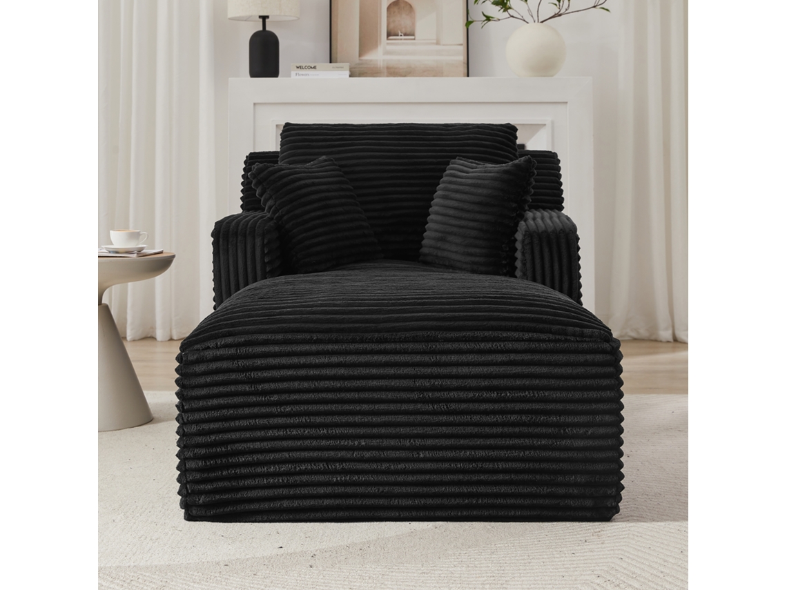 Moderno sofá chaise longue de pana, cómodo sofá cama/sillón reclinable, sin necesidad de montaje.
