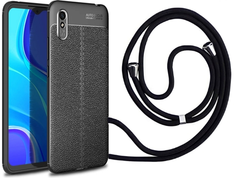 Funda Redmi 9A Rugged Leather con Collar Negro