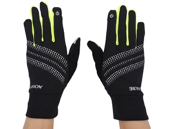 Guantes de invierno de dedos completos para pantalla táctil, transpirables, de mano completa (amarillo fluorescente L/XL)