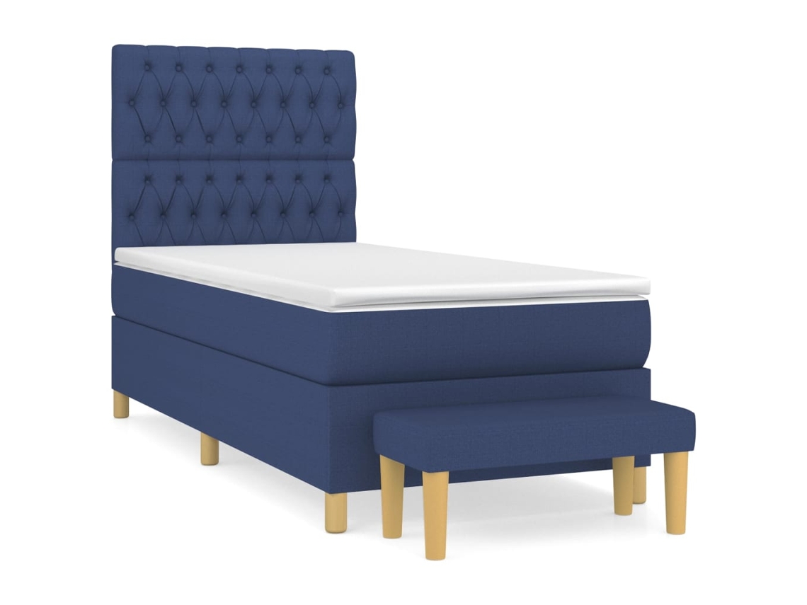 Maison Exclusive - Cama Box Spring Con Colchón Tela Azul 90x200 Cm