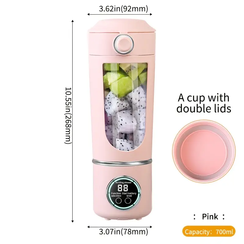 Exprimidor compacto Eifson de 700 ml con pantalla digital y 12 cuchillas (rosa)