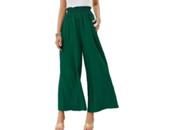 2026-pantalones Boho De Cintura Alta Para Mujer Pantalones Anchos Fluyentes De Talla Grande Xl Verde Oscuro